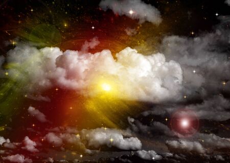 Stars of a planet and galaxy in a free spaceの写真素材