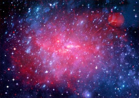 Stars of a planet and galaxy in a free space Elements of this image furnished by NASA. 3D renderingの写真素材