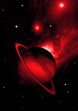 Stars of a planet and galaxy in a free space Elements of this image furnished by NASA. 3D renderingの写真素材