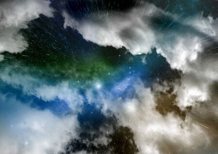 Stars of a planet and galaxy in a free space Elements of this image furnished by NASA. 3D rendering