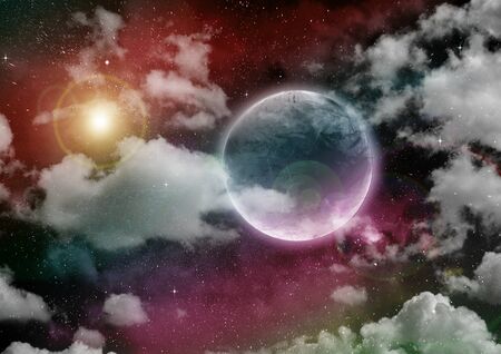 galaxy in a free space. 3D renderingの写真素材