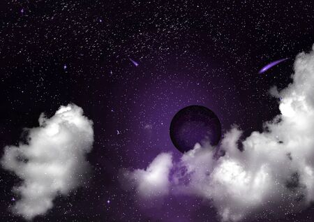 Stars of a planet and galaxy in a free spaceの写真素材