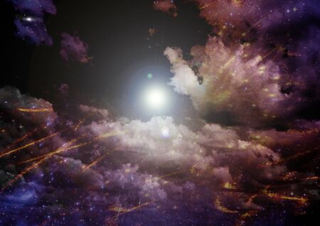 Stars of a planet and galaxy in a free spaceの写真素材