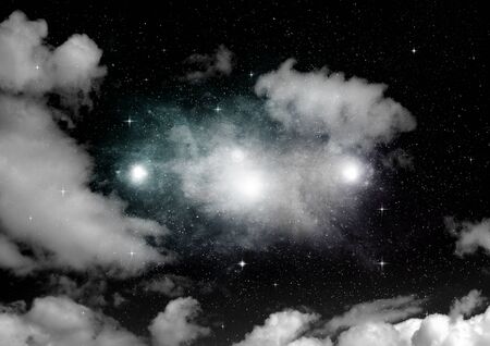 Stars of a planet and galaxy in a free spaceの写真素材