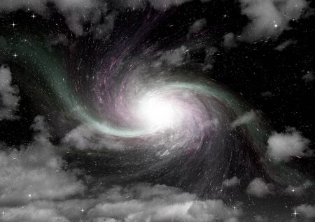 Stars of a planet and galaxy in a free spaceの写真素材