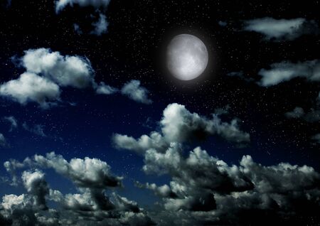 The moon in the night skyの写真素材