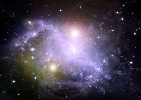 Stars of a planet and galaxy in a free spaceの写真素材