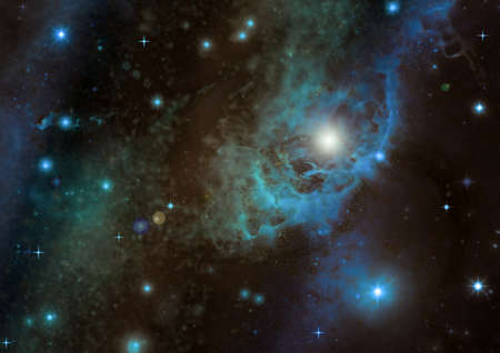 Stars of a planet and galaxy in a free spaceの写真素材