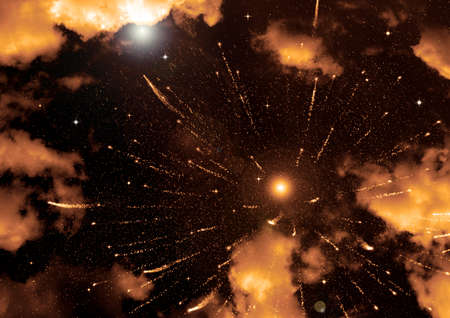 Stars of a planet and galaxy in a free spaceの写真素材