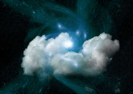 Stars of a planet and galaxy in a free spaceの写真素材