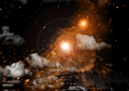 galaxy in a free space. 3D renderingの写真素材