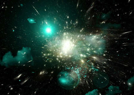 galaxy in a free space. 3D renderingの写真素材