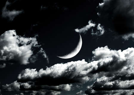 The moon in the night sky. 3D renderingの写真素材