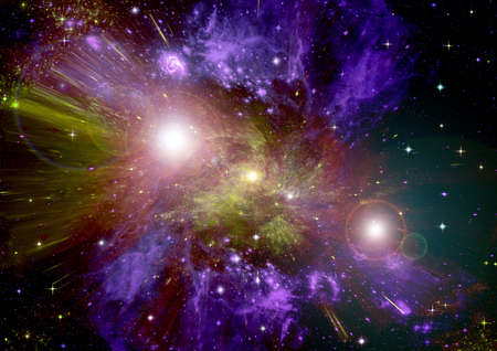Stars of a planet and galaxy in a free spaceの写真素材