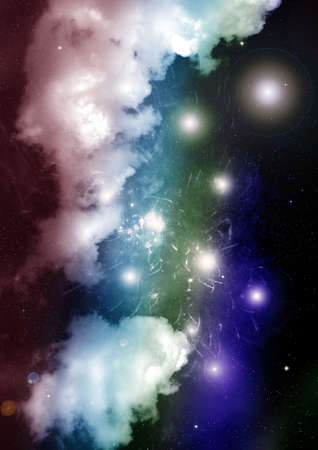 Stars of a planet and galaxy in a free spaceの写真素材