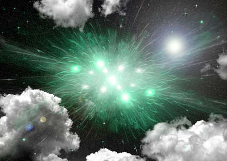 Stars of a planet and galaxy in a free spaceの写真素材