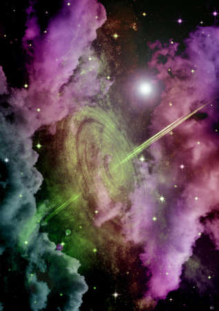 Stars of a planet and galaxy in a free spaceの写真素材