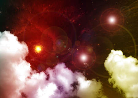 Stars of a planet and galaxy in a free spaceの写真素材