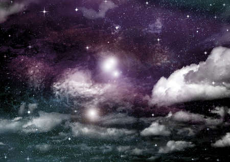 Stars of a planet and galaxy in a free spaceの写真素材