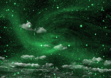 Stars of a planet and galaxy in a free spaceの写真素材