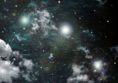 Stars of a planet and galaxy in a free spaceの写真素材