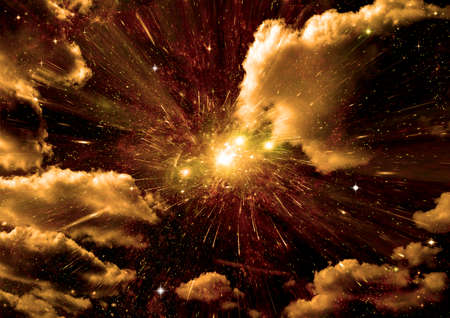 Stars of a planet and galaxy in a free spaceの写真素材