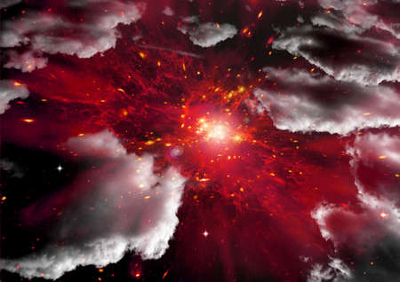 Stars of a planet and galaxy in a free spaceの写真素材