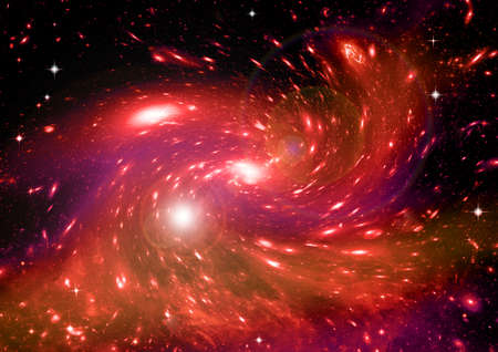 Stars of a planet and galaxy in a free spaceの写真素材