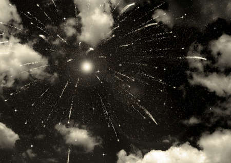Stars of a planet and galaxy in a free spaceの写真素材