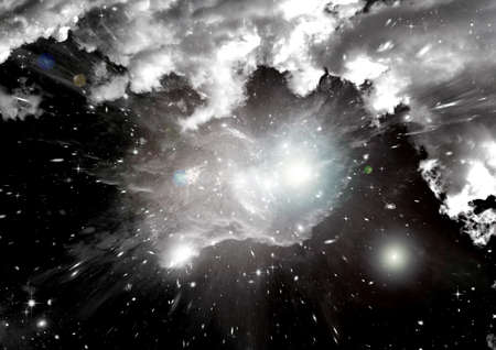Stars of a planet and galaxy in a free spaceの写真素材