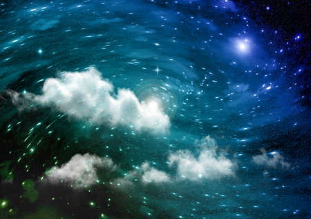 Stars of a planet and galaxy in a free spaceの写真素材