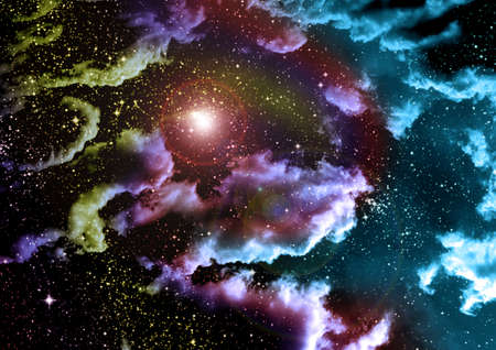 Stars of a planet and galaxy in a free spaceの写真素材