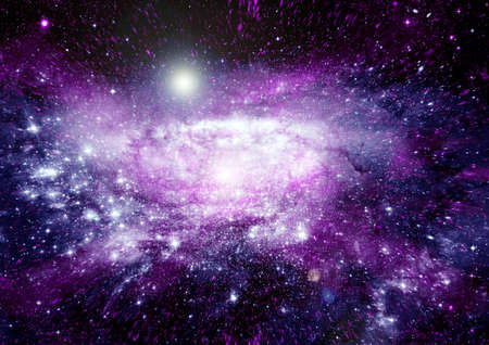 Stars of a planet and galaxy in a free spaceの写真素材