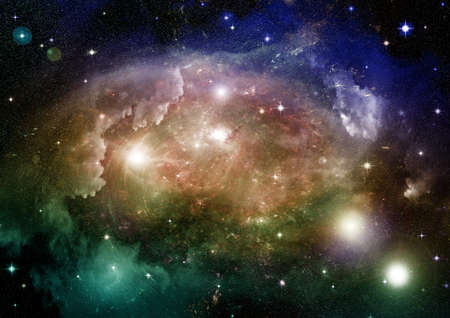 Stars of a planet and galaxy in a free spaceの写真素材