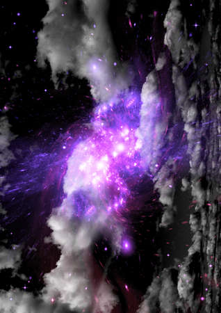 Stars of a planet and galaxy in a free spaceの写真素材