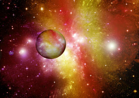 Stars of a planet and galaxy in a free spaceの写真素材