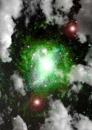 Stars of a planet and galaxy in a free spaceの写真素材