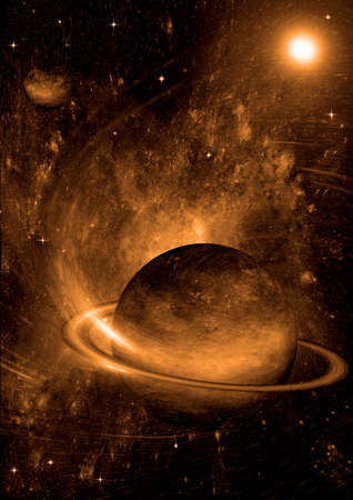 Stars of a planet and galaxy in a free spaceの写真素材