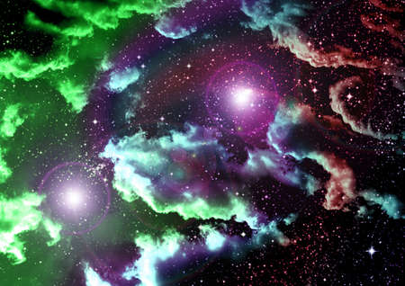 Stars of a planet and galaxy in a free spaceの写真素材
