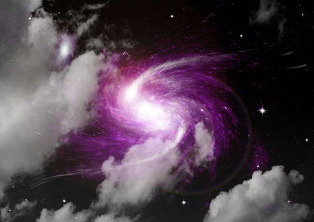 Stars of a planet and galaxy in a free spaceの写真素材