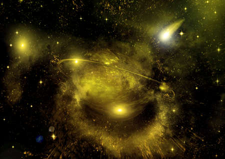 Stars of a planet and galaxy in a free spaceの写真素材