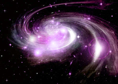 Stars of a planet and galaxy in a free spaceの写真素材