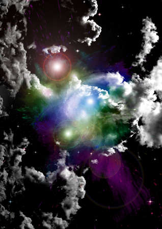 Stars of a planet and galaxy in a free spaceの写真素材