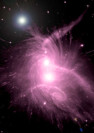 Stars of a planet and galaxy in a free space Elements. 3D renderingの写真素材