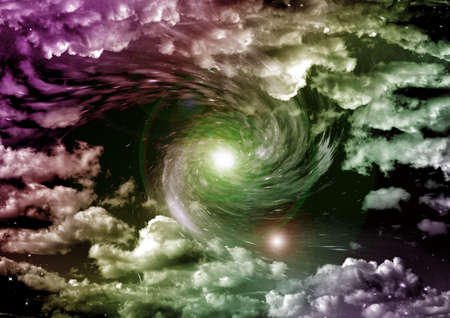 Stars of a planet and galaxy in a free spaceの写真素材
