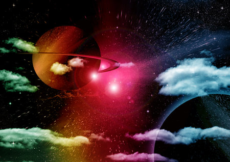 galaxy in a free space. 3D renderingの写真素材