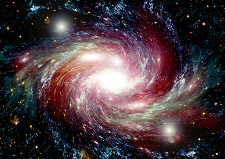 Stars of a planet and galaxy in a free spaceの写真素材