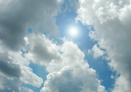 white air clouds in the blue skyの写真素材