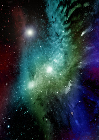 Stars of a planet and galaxy in a free spaceの写真素材