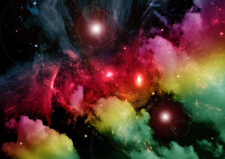 Stars of a planet and galaxy in a free spaceの写真素材
